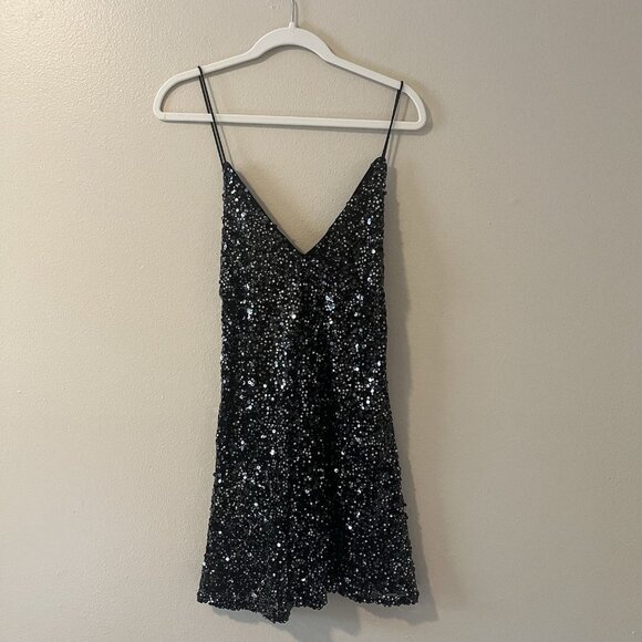 Lulus Black Sequin Sparkly Holiday New Years Mini Dress S Backless Sexy Club Hot - Picture 3 of 8